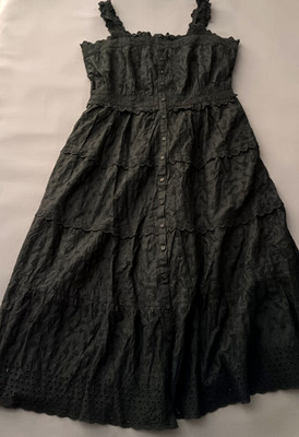 Gap X Dôen Black Eyelet Midi Dress Size Large 100% Cotton NWT