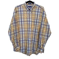 Pendleton Yellow Blue Red Plaid Mens Button Down Dress Shirt Cotton Size L