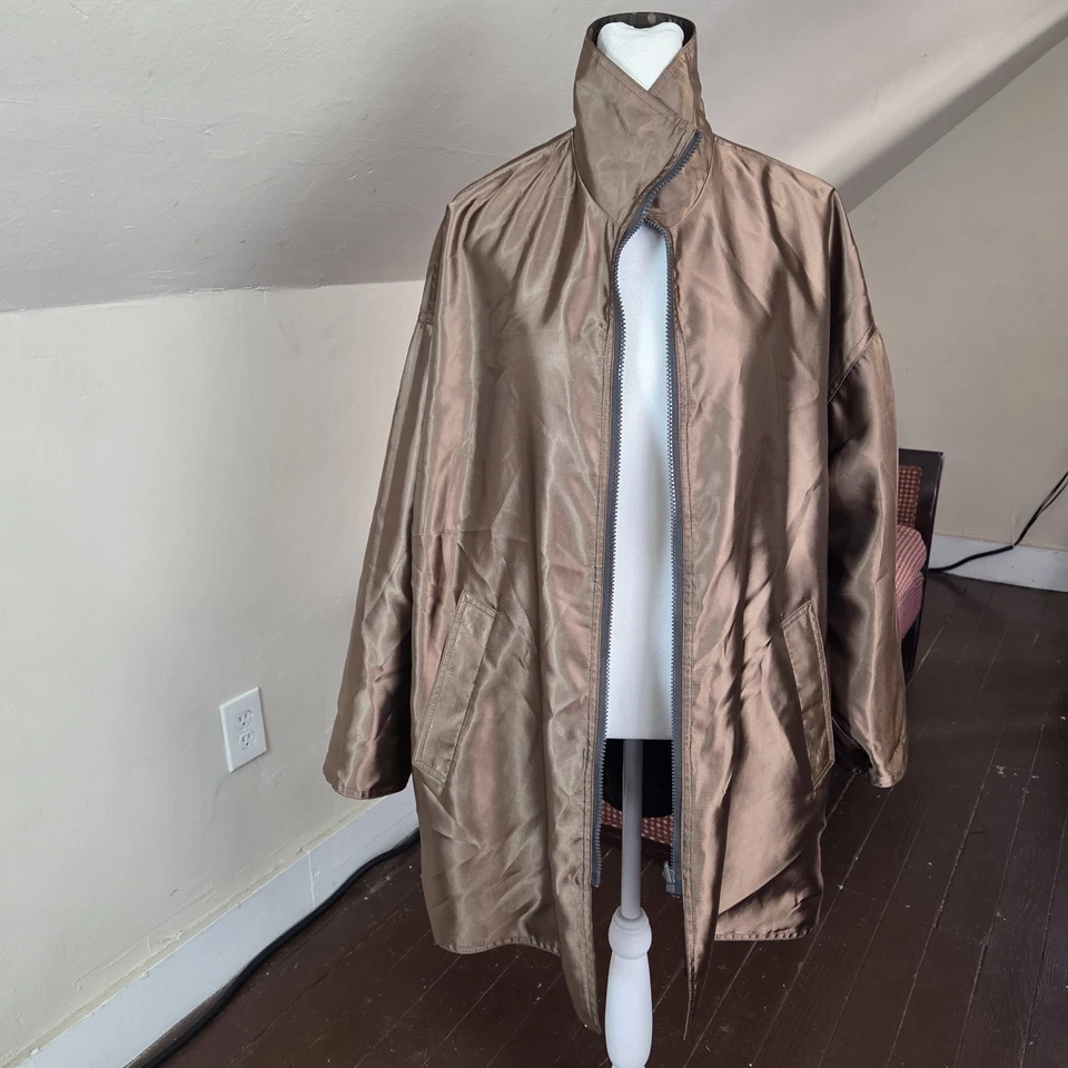 Mycra Pac один двусторонний плащ куртка в горошек / твердый коричневый размер O-P - Изображение 4 из 4