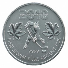 2010 Canada 5 Dollars 1 Oz Maple Leaf Vancouver Olympics World Coin- Silver *981
