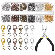 241Pcs 12mm Zinc Alloy Lobster Claw Clasps with 5mm Open Jump Rings Kit 6 Col...