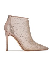 NINE WEST Womens Pink Rhinestone Fornow Pointy Toe Stiletto Zip-Up Booties 10 M