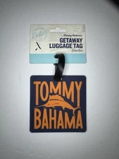 Tommy Bahama Jumbo Getaway Luggage Tag Square Navy/Orange (New)