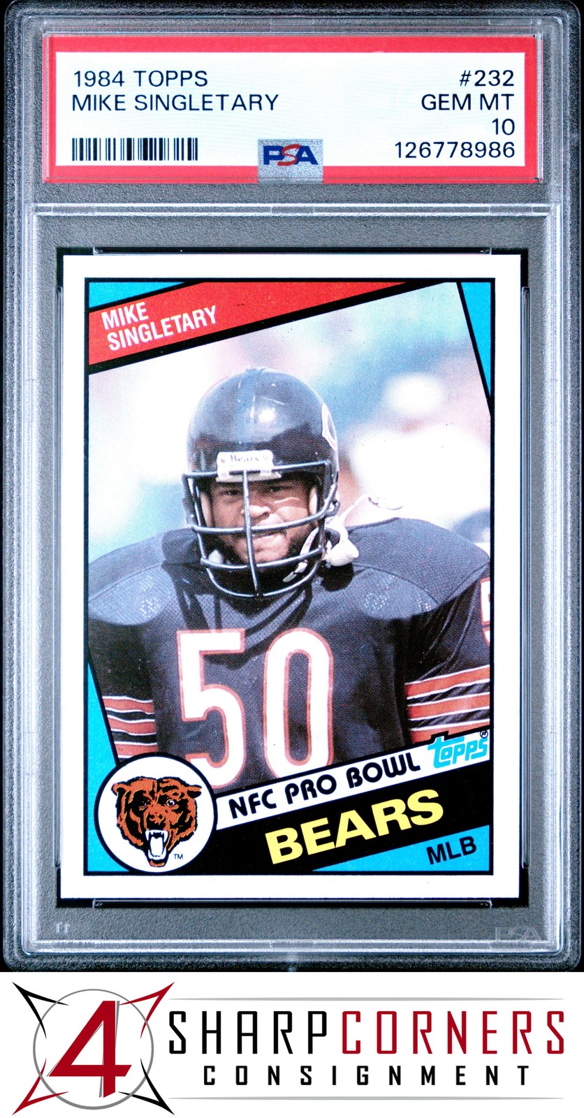 1984 TOPPS #232 MIKE SINGLETARY 2ND YR BEARS HOF PSA 10