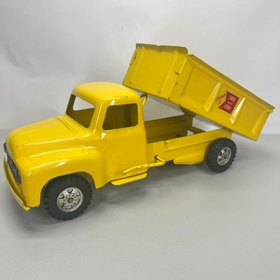 Vintage 1950s Buddy L Pressed Steel Sand & Stone Dump Truck Yellow - VERY CLEAN