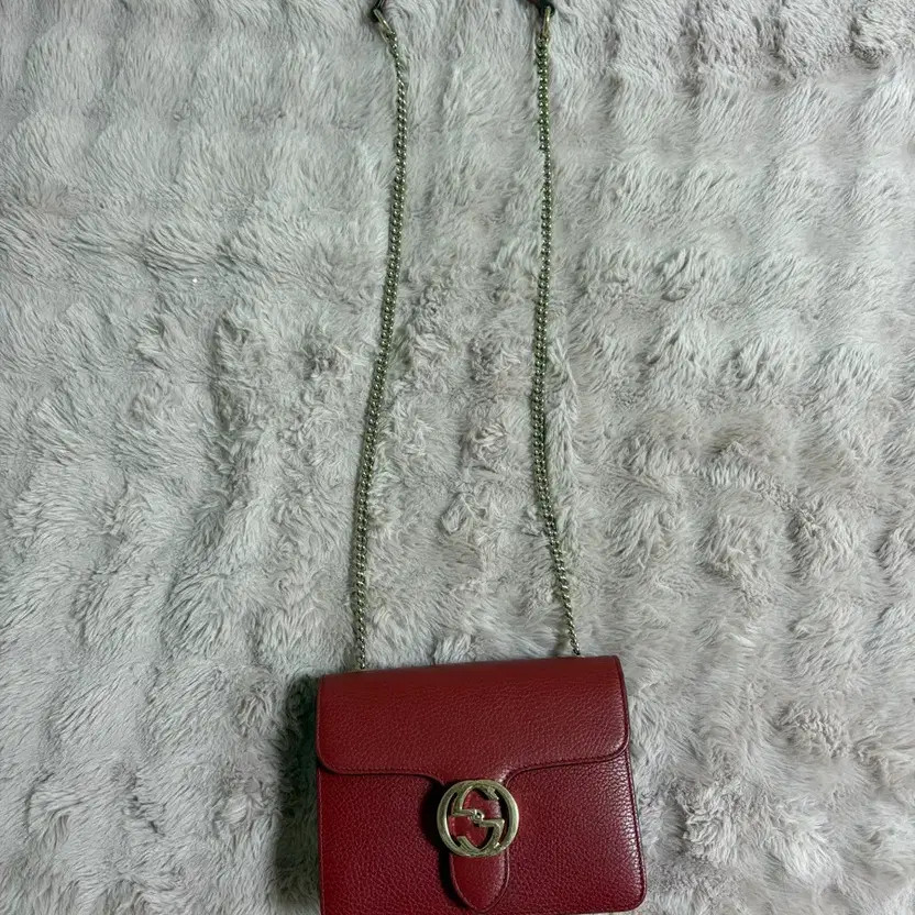 Gucci Interlocking Top Handle Chain Mini Bag, Red… - image 1