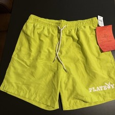 Playboy by Pacsun Men  s Swim Trunks Mesh Pockets Green Sz Med. NWT