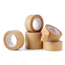 6 Rolls Natural Kraft Paper Tape 2 Inch x 55 Yards, Heavy Duty Brown Packing Tap
