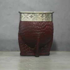 Imperial Mate Gourd With Crocodile Style Leather and Luxury Straw. Gaucho, Gift.