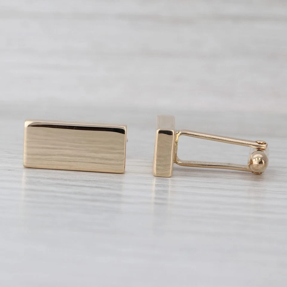 卡地亚可雕刻金条袖扣 14k 黄金折叠杆背 — 第 2/4 张图片