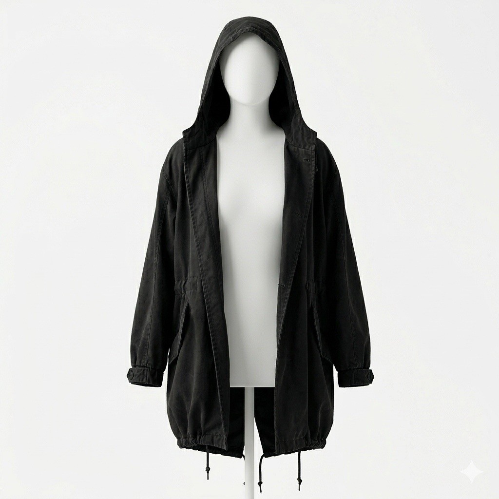 London Fog Towne Women's Black Hooded Trench Rain Coat Jacket XS