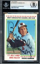 Brooks Robinson Beckett BAS Signed 1978 Topps Autograph Orioles