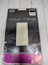 Vintage New CASUAL CORNER Nylon Control Top Stockings Pantyhose Ivory Size B
