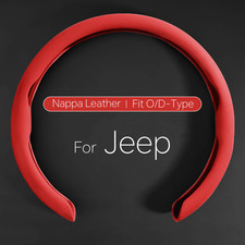 For Jeep Red Car Steering Wheel Cover Ultra-thin Real Nappa Leather Breathable