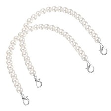 2 Pcs Imitation Pearl Purse Strap, 12 Inch Handbag Lobster Clasp, Silver