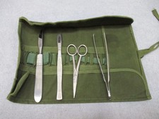 Vintage Surgical Instrument Roll Kit w/ Scalpel Scissors Forceps - Germany/USA