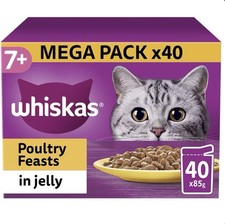 Whiskas Senior 7+ Poultry Feasts in Jelly Wet Cat Food - 85g (Pack of 40) 5.59 per kilo