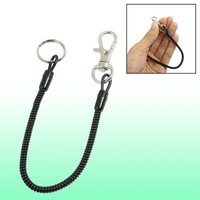 Plastik Spiral Schwarz SchlüSselband Mit Karabiner SchlüSselring Taschenlampe