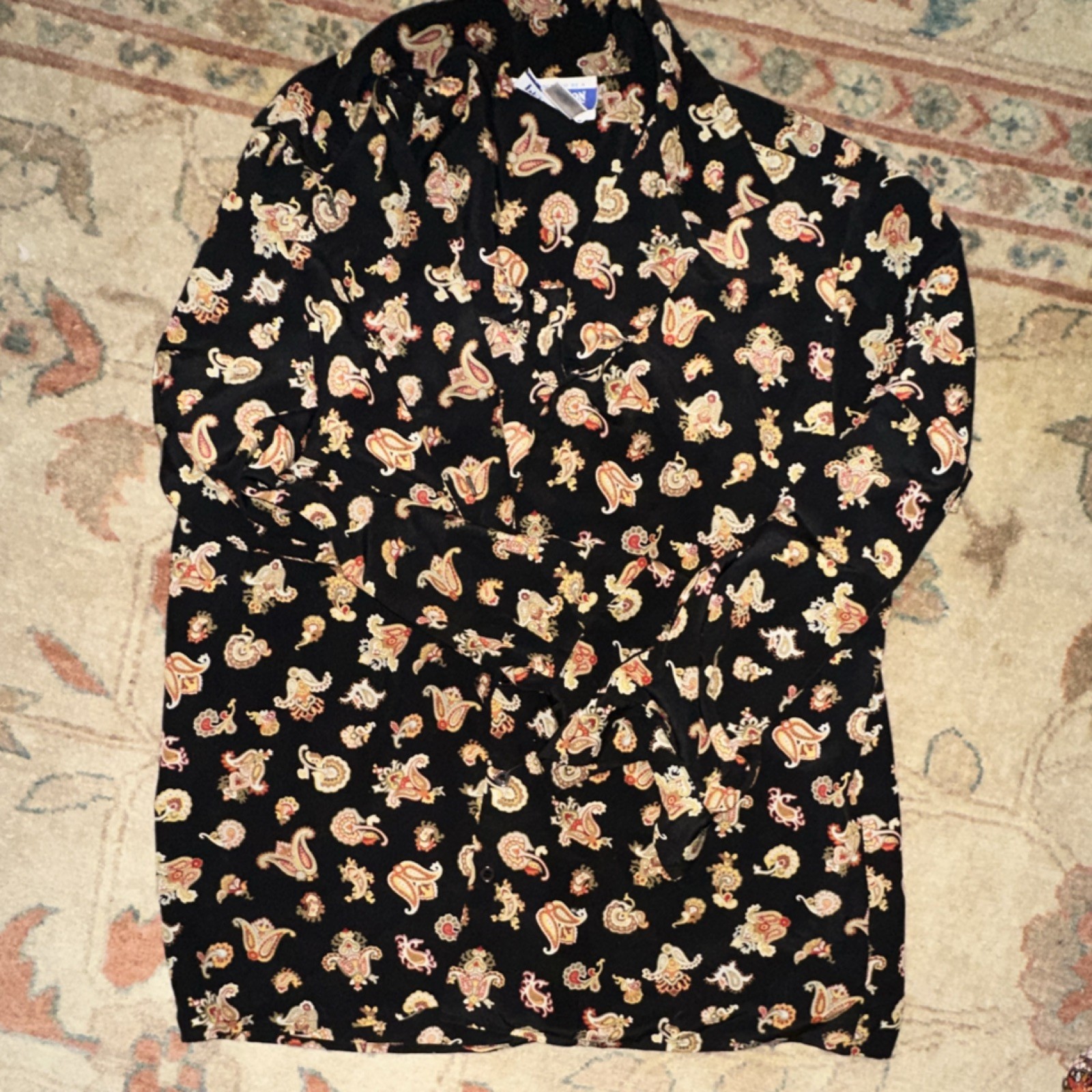 Pendleton Paisley Button-Down Blouse Black Multic… - image 1