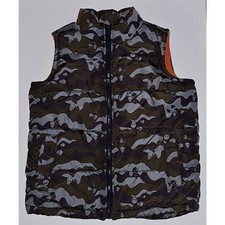 Old Navy Camouflage Skull Skeleton Puffer Vest Full-Zip Youth Medium 8 Halloween