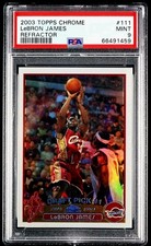 2003-04 Topps Chrome LeBron James REFRACTOR PSA 9 RC #111 Rookie Card *See Pics. rookie card picture