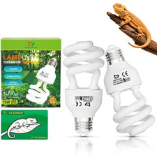 2 PCS 15W 5.0 UVA UVB Reptile Light Bulb Tropical Terrarium Lamp Chameleon