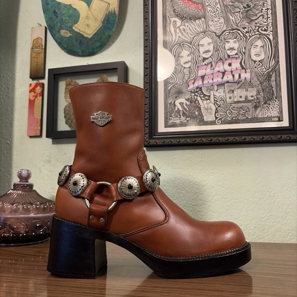 Harley-Davidson ヴィンテージ風 バイカーブーツ ブラウン Harley-Davidson Brown Biker Boots for Women for sale - eBay
