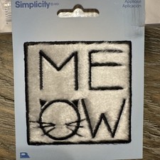 Simplicity Iron On Patch Funny Meow Fuzzy Cat New