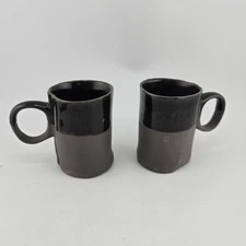 World Market Out Of  The Round Black Gray Ceramic 2 Mugs Espresso Cups  2.5"