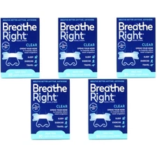 6 Pack Breathe Right Nasal Strips For Sensitive Skin - 30 Large Clear Strips Ea