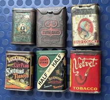 6 Velvet Buckingham Twin Oaks Old Colony Tuxedo Half Sample Vintage Tin Lot