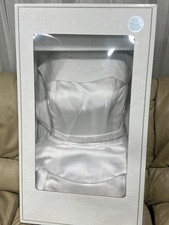 David's bridal Wedding Dress with Train, Beaded Waist  Peplum Detail