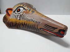 ANTIQUE GUATEMALAN / MEXICAN MASK CARVED WOOD - WOLF - NICELY DETAILED