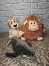 Monkey, Lion, Whale Plush Toys Lot - Medium  Small Sizes for Ages 3-7