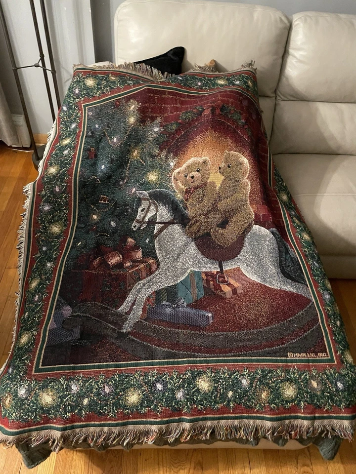 Vintage Ralph Lauren Polo Inspired Bear Blanket Cotton Inspired Throw Dupe - Image 3 of 4