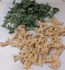Lot of 100 Plastic Greenbrier 2" Tall Toy Soldiers Green Beige Army Men 50 Each