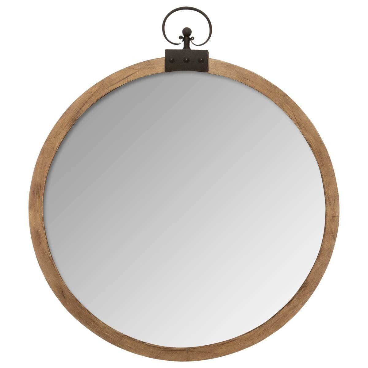 Miroir vintage Gousset 73cm marron avec cadre en métal forgé artisanal