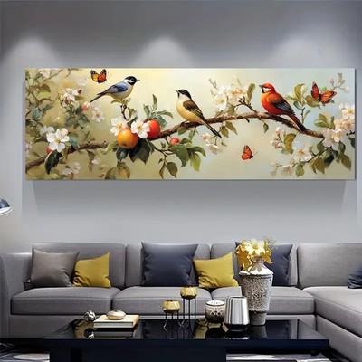 Panoramic Classic Style Bird Painting Canvas Wall Art Home Décor Picture