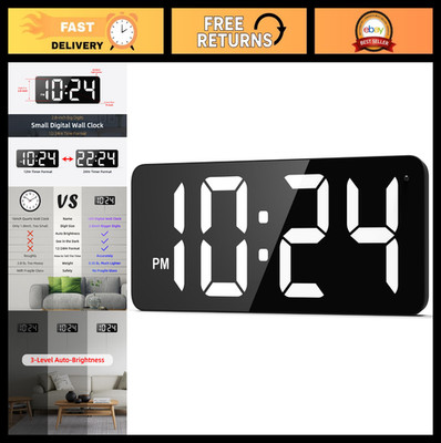 Large LED Digital Wall Clock - Big Digits, Auto-Dimming, 12/24Hr Format, Silent