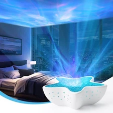 Galaxy Star Projector Light - 8-Color 3D Ocean Wave Water Ripple Night Lamp, ...