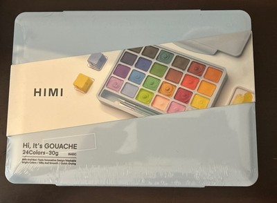 HIMI Gouache Paint Set 24 Colors 30 g Non Toxic Paints NEW - Pastel Blue Case