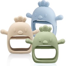 3 Packs Baby Teething Toy Silicone Teething Mitten for Babies Over 3 Months A...