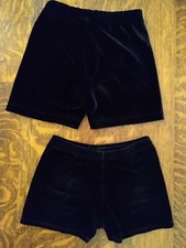 Gk Motion Sport Youth Micro Black Velour Dance Gymnastics Shorts x2 Lot 2 pr