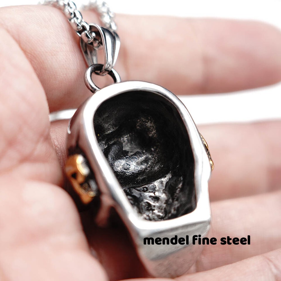 Collana Uomo MENDEL Teschio Gotico Con Catena In Acciaio Inox - 65 Cm
