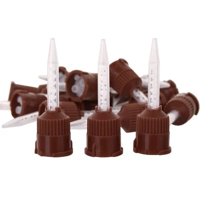 ONEMED Dental HP Mixing Tips For Temporary Cement Material Brown/White (Short) 1:1 50