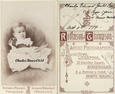 1879 CDV NAMED BABY "CHARLES GOULD SMYTH"  VICTORIAN ANTIQUE FASHION PHOTO 