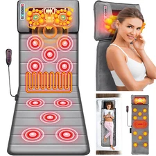 Full Body Electric Massage Mat Heated Pad Massage Mattress w/Neck Massage Pillow