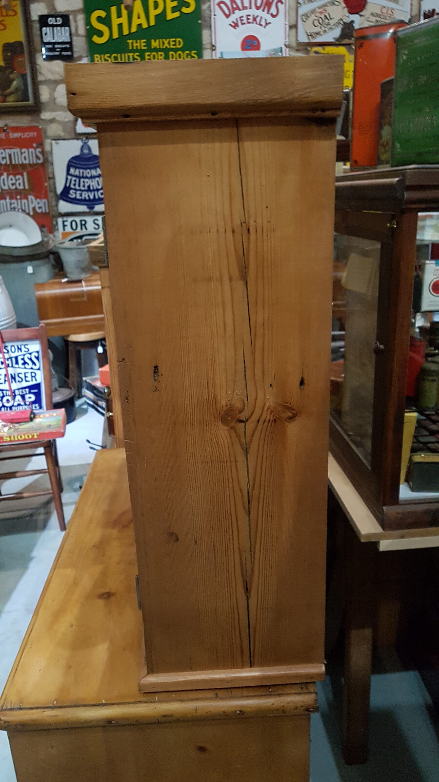Reclaimed Pine Cupboard With Single Shelf Brass Knobs eBay