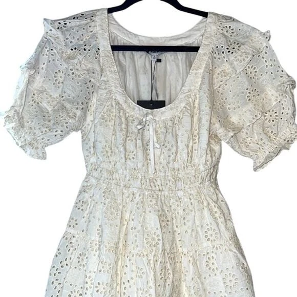 OFF WHITE Mini abito da donna bianco crema En Saison Off taglia small nuovo con etichette!