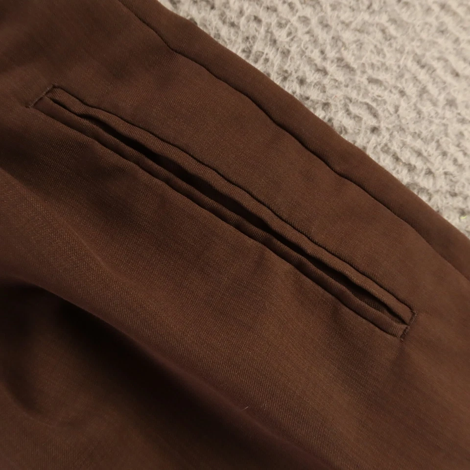 Pantalones De Colección Claiborne Para Hombres 39 Marrón 100% Lana Pantalones de Sarga Peinada 39x25 Foto 3 de 4